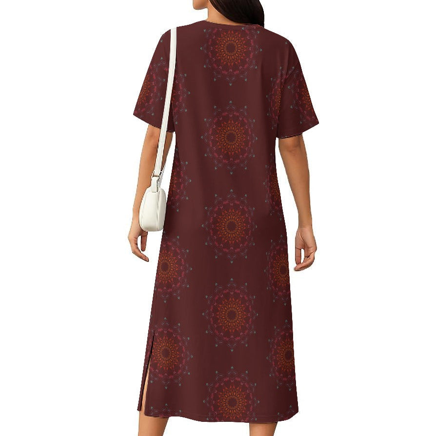 Panther Hearts Midi Dress - Berry