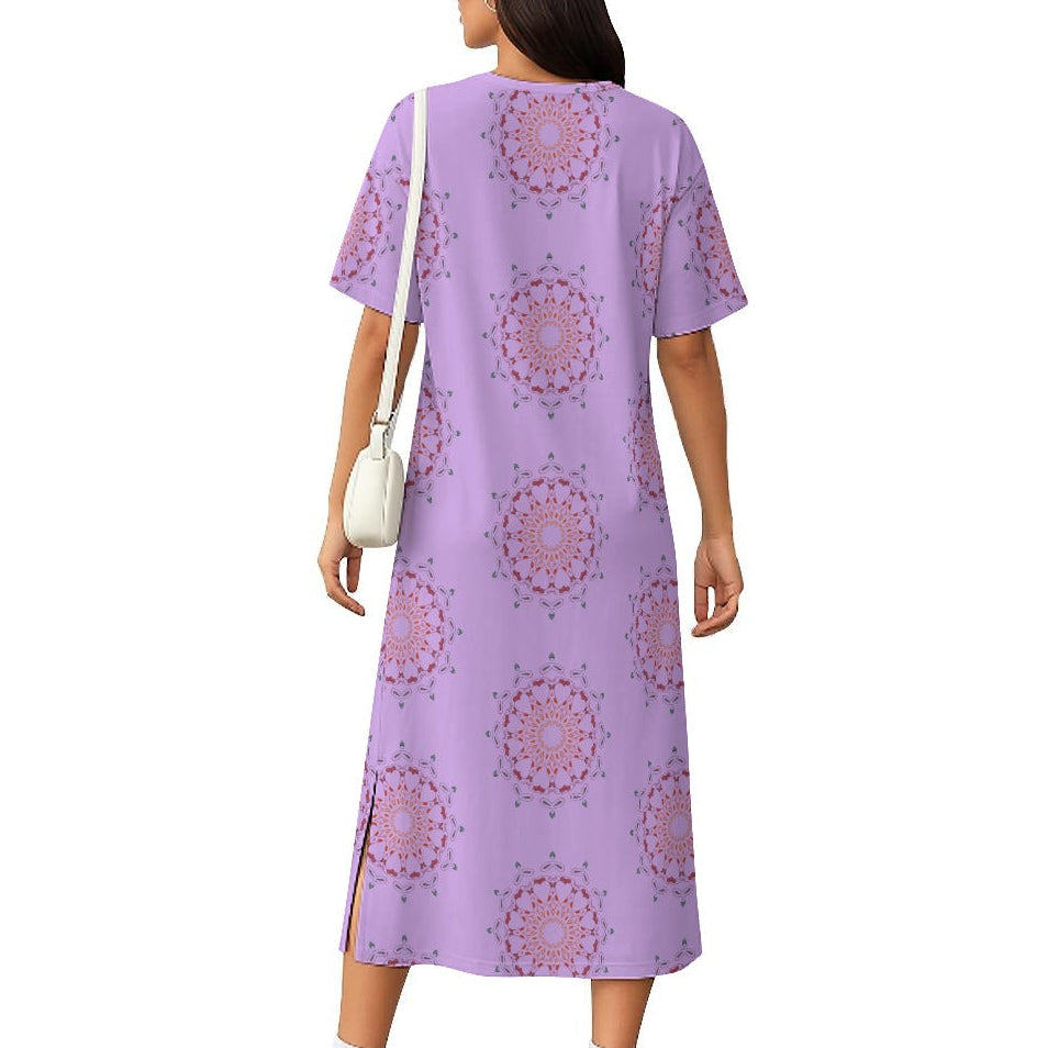 Panther Hearts Midi Cotton Dress- Possum Berry