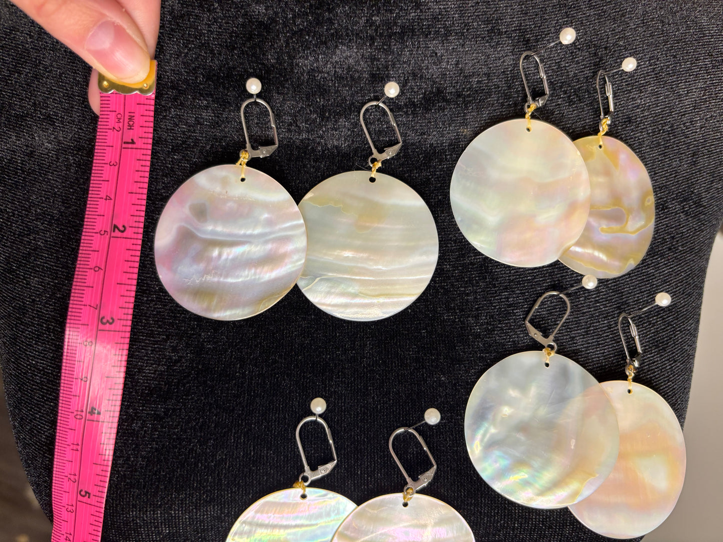 Mother of Pearl Shell Disk Earrings