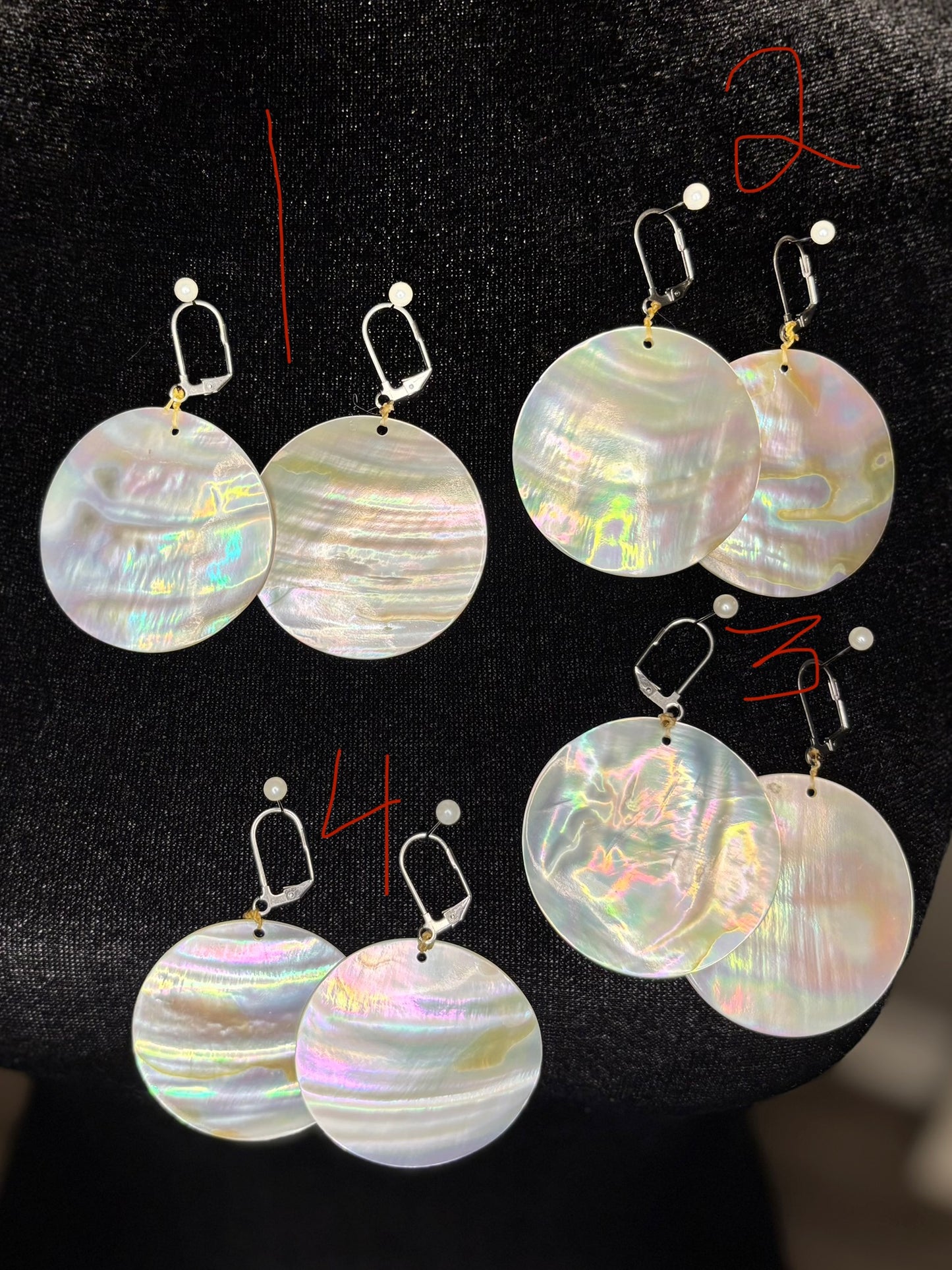 Mother of Pearl Shell Disk Earrings