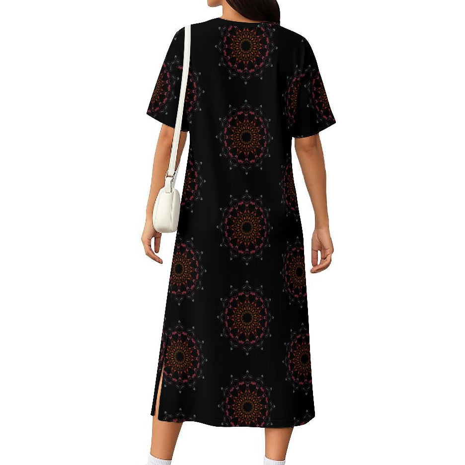Panther Hearts Midi Cotton Midi Dress- Lusa