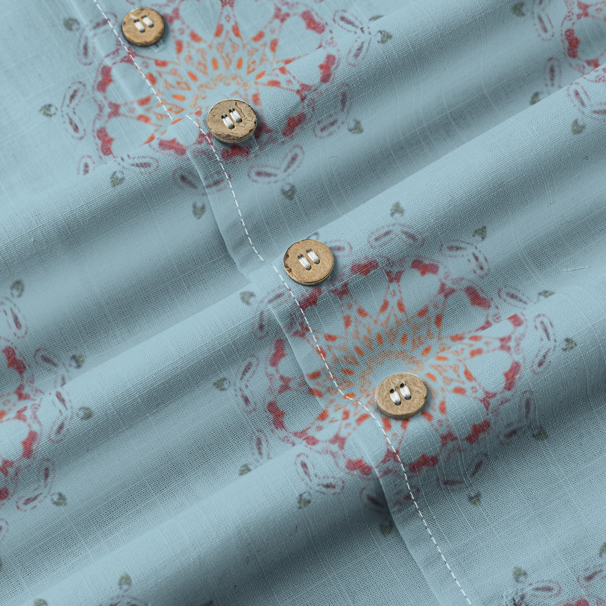 Panther Hearts Cotton Buttonup- Sky
