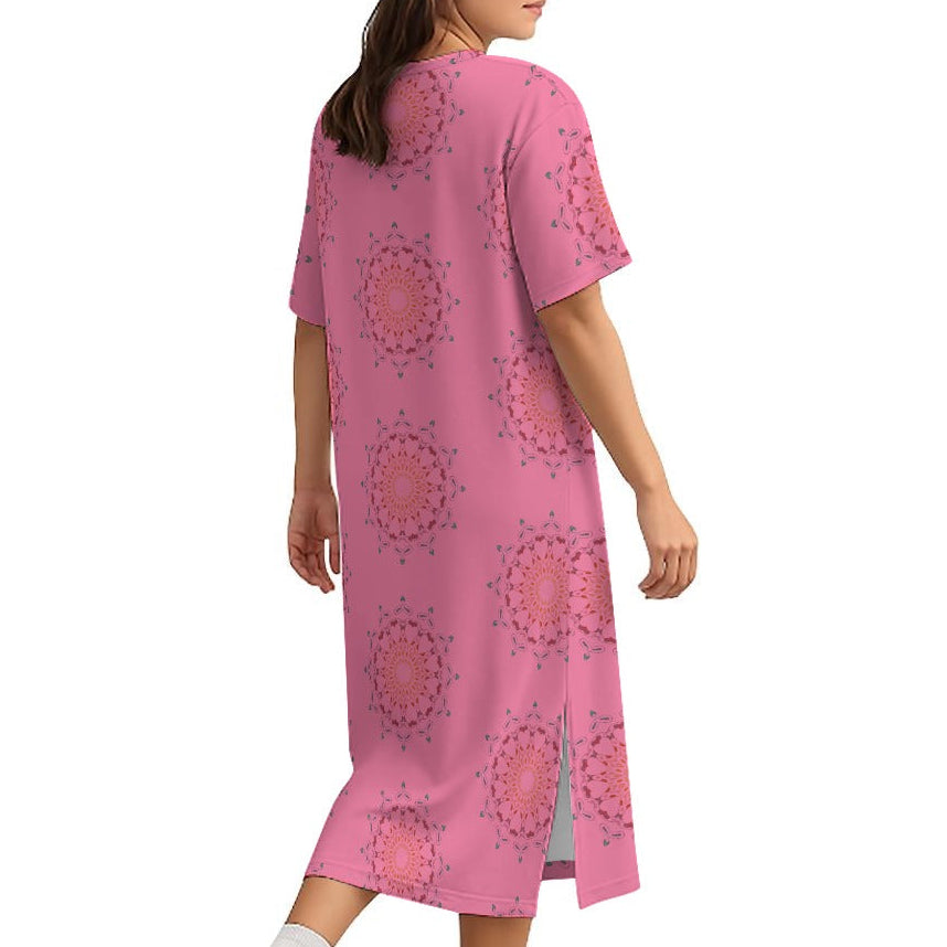 Panther Hearts Cotton Midi Dress- Persimmon
