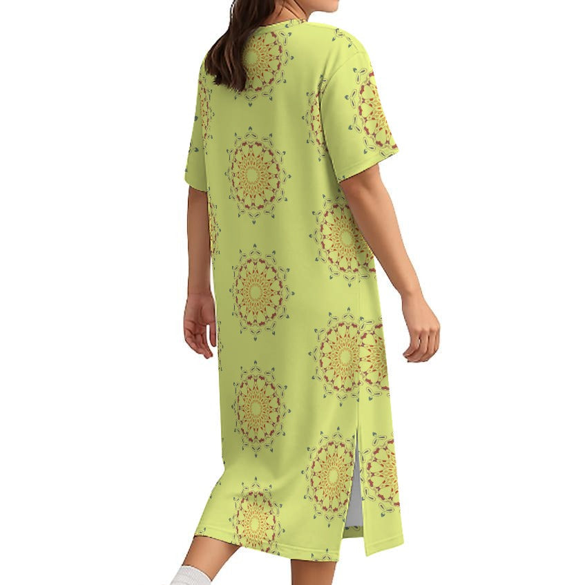 Panther Hearts Cotton Midi Dress- Nightshade