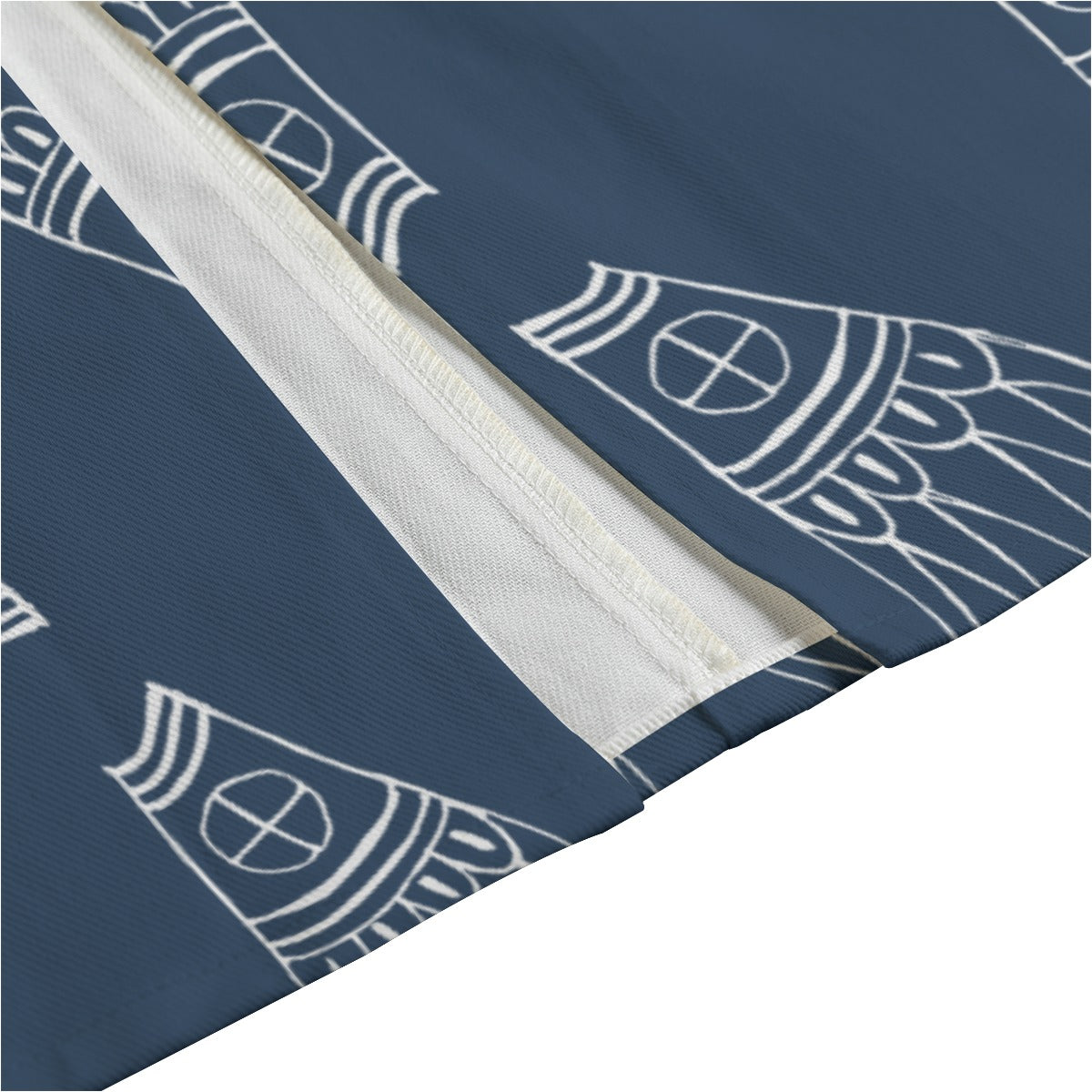 Wings Cotton Lapel Midi Skirt- Indigo