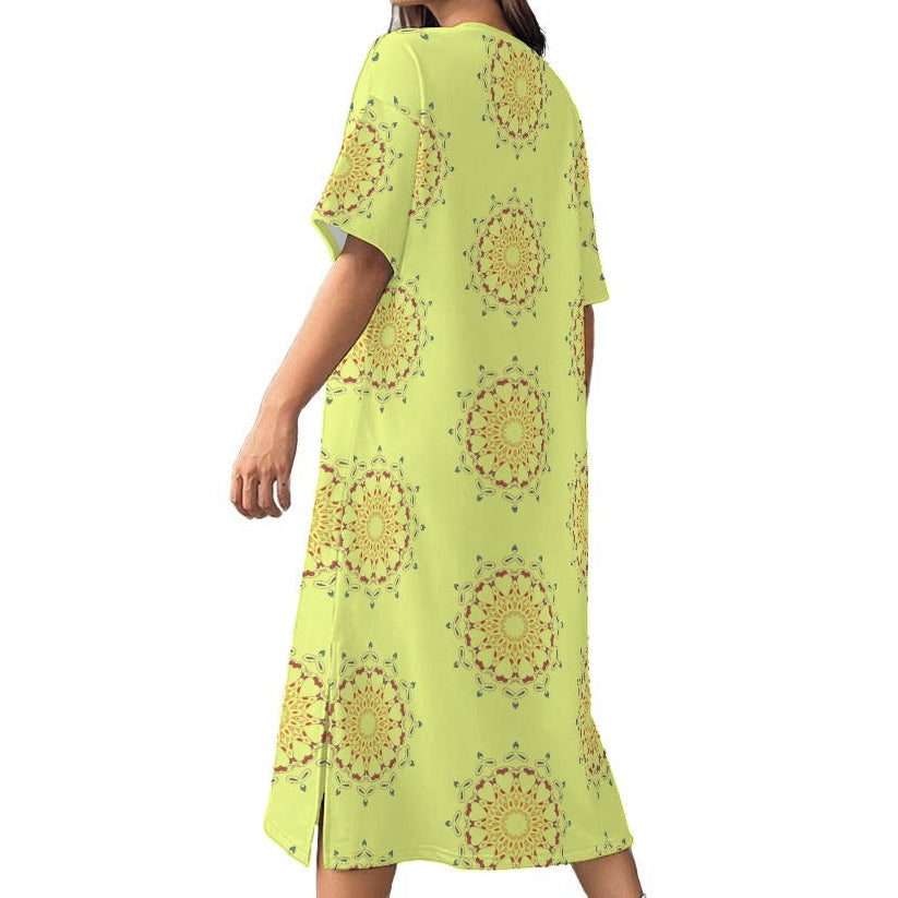 Panther Hearts Cotton Midi Dress- Nightshade