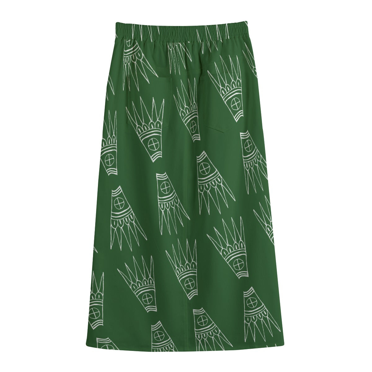 Wings Cotton Lapel Midi Skirt- Cedar