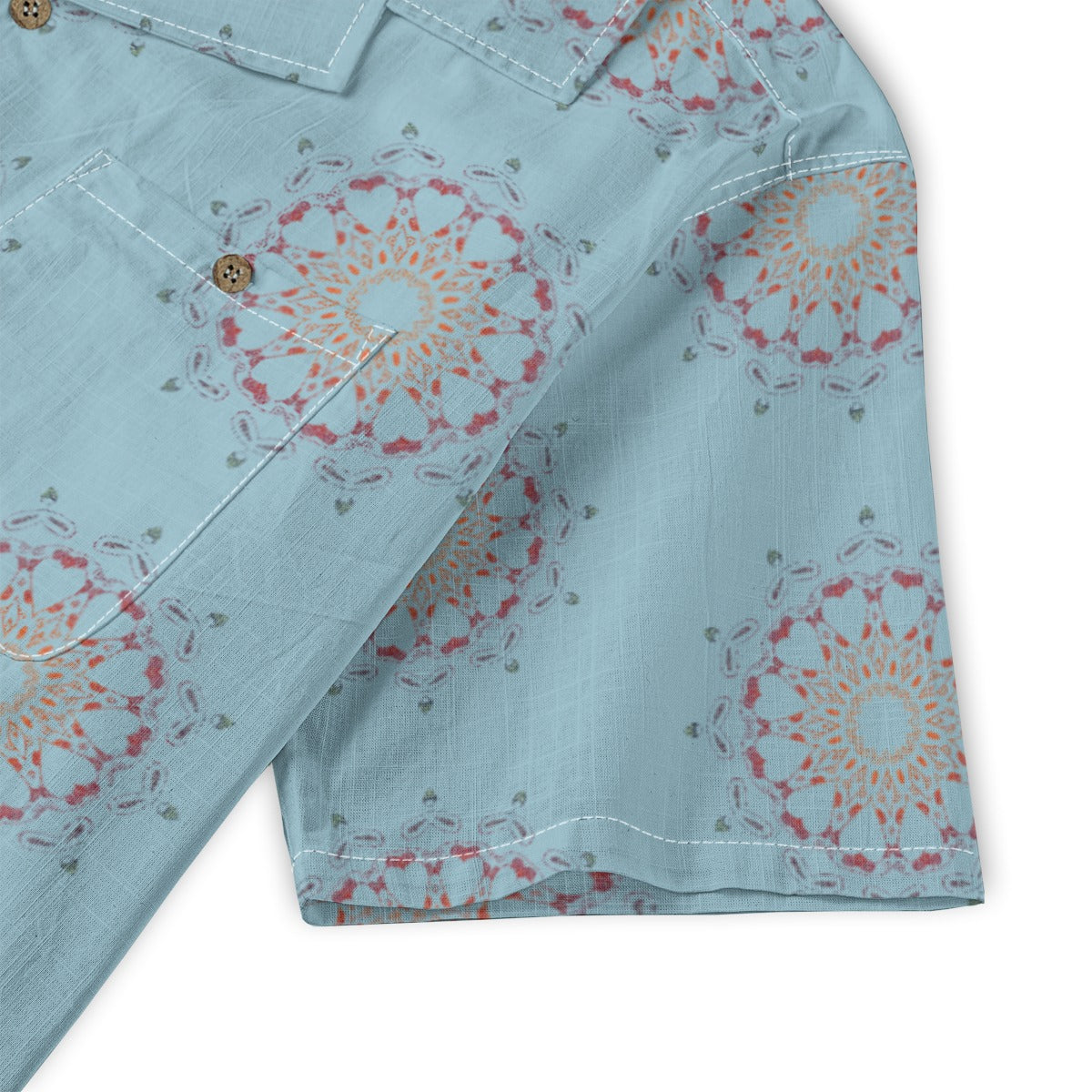 Panther Hearts Cotton Buttonup- Sky