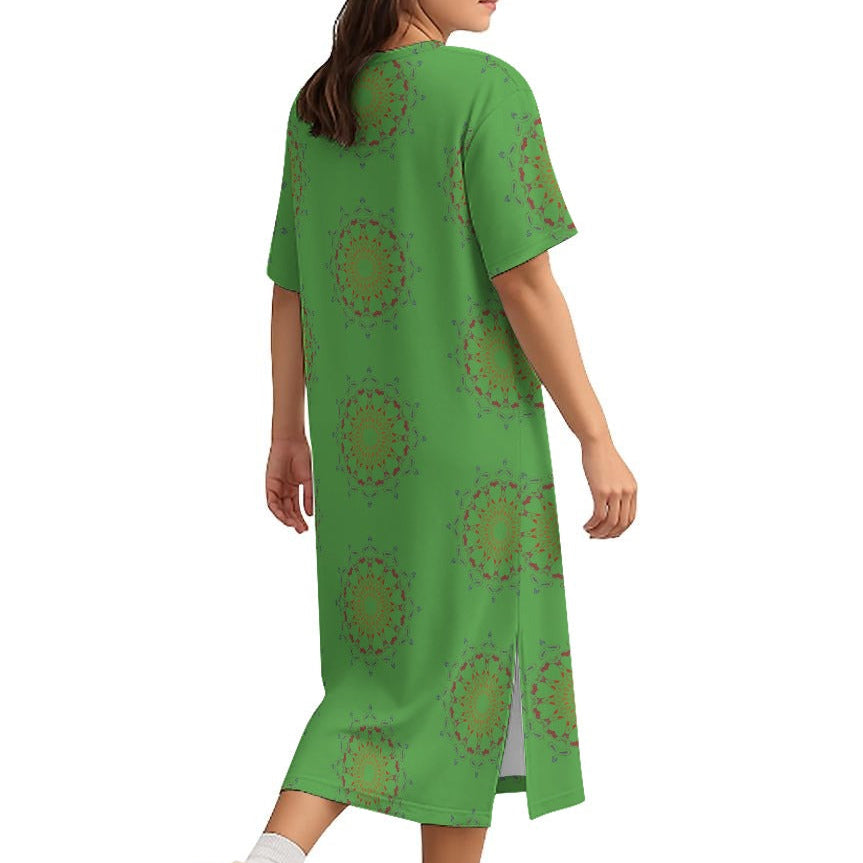 Panther Hearts Cotton Midi Dress- Cedar