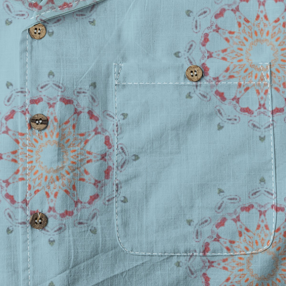 Panther Hearts Cotton Buttonup- Sky
