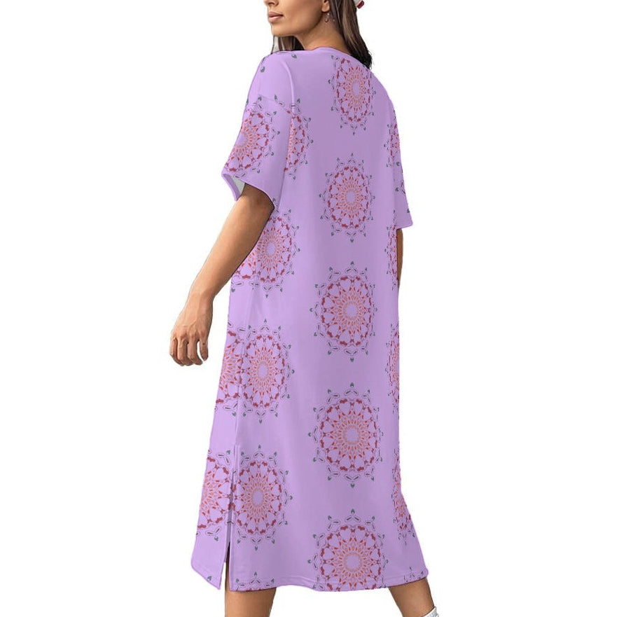 Panther Hearts Midi Cotton Dress- Possum Berry