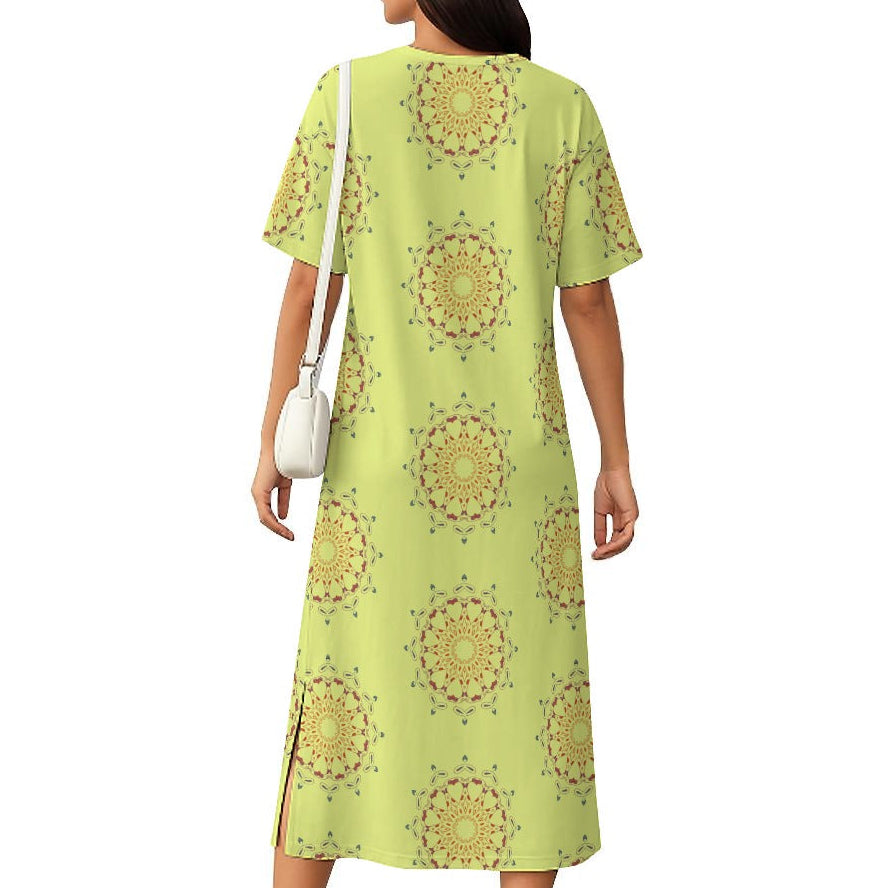 Panther Hearts Cotton Midi Dress- Nightshade
