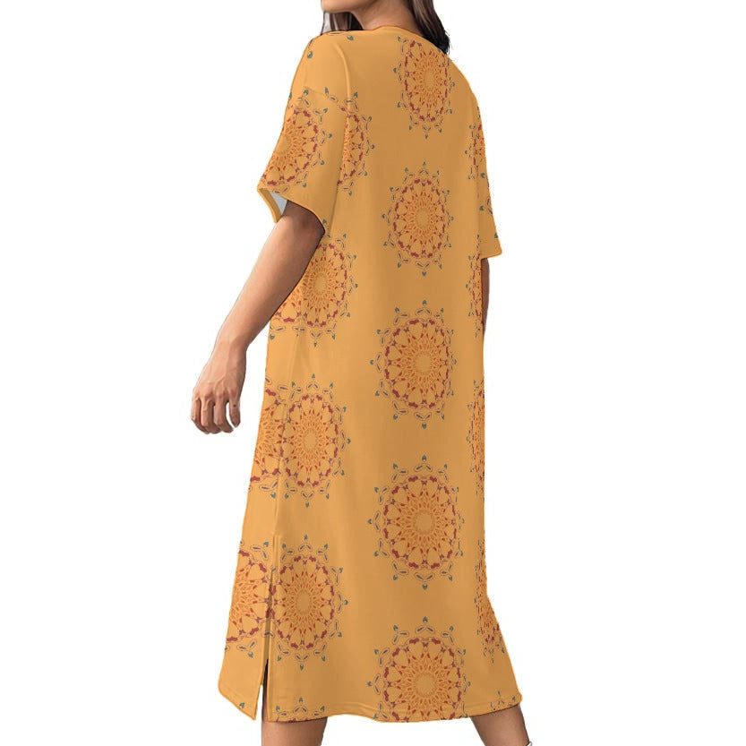 Panther Hearts Cotton Midi Dress- Squash