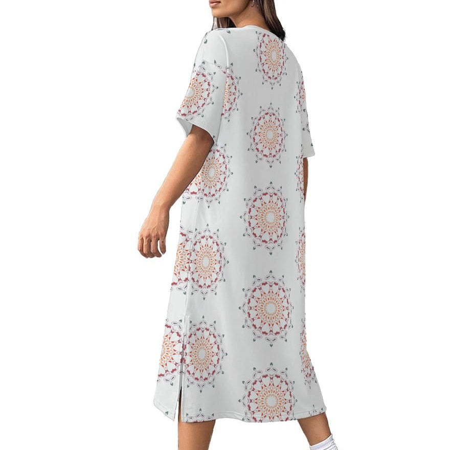 Panther Hearts Cotton Midi Dress- Ash