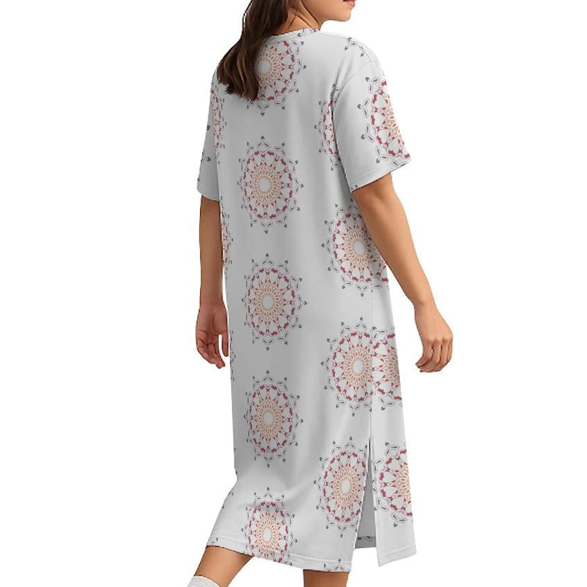 Panther Hearts Cotton Midi Dress- Ash