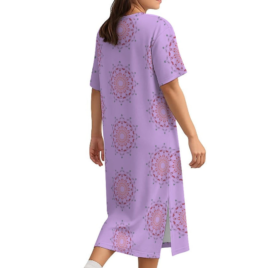 Panther Hearts Midi Cotton Dress- Possum Berry