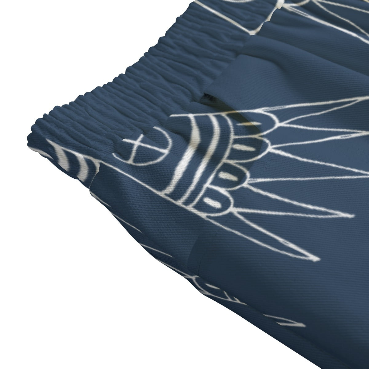 Wings Cotton Lapel Midi Skirt- Indigo