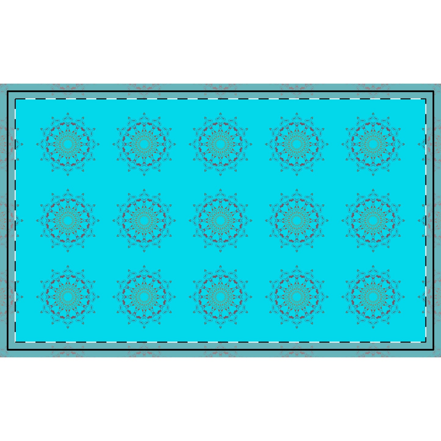 Panther Hearts Aqua Fabric (Combed Cotton Prima)